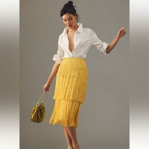 Anthropology Tiered Fringe Skirt